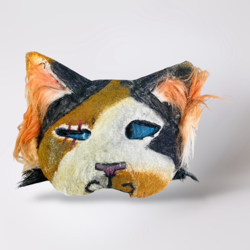 Calico Cat Therian Mask Faux Fur Animal Cosplay Halloween Costume Handmade Adult